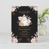 ブラックリトルブーブーホーボーゴーストハロウィンベイビーシャワー 招待状 (スタンド正面)