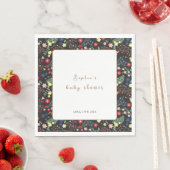 ブラックリトルワイルドフラワーフレームベビーシャワー スタンダードランチョンナプキン (インサイチュ)