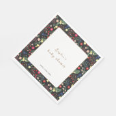 ブラックリトルワイルドフラワーフレームベビーシャワー スタンダードランチョンナプキン (角)