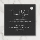 ブラックリネンシンプルスクリプトウェルカムサンキューカード フェイバータグ (裏面)