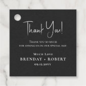 ブラックリネンシンプルスクリプトウェルカムサンキューカード フェイバータグ (正面)