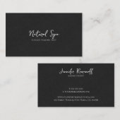 ブラックリネンテクスチャプリントホワイトタイポグラフィ 名刺 (正面/裏面)