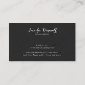 ブラックリネンテクスチャプリントホワイトタイポグラフィ 名刺 (裏面)
