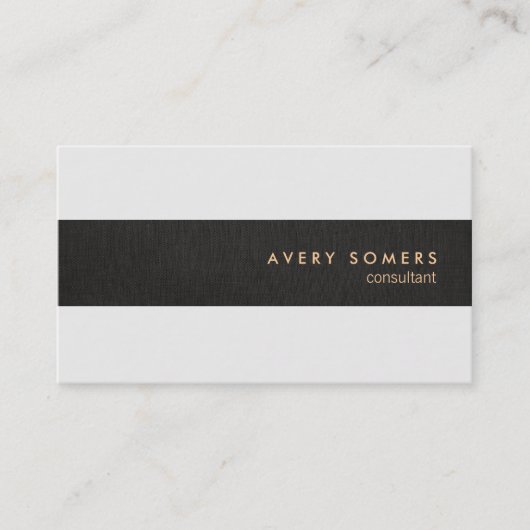 ブラックリネンルッシンプルクモダンストライププロフェッショナル 名刺 (正面)