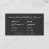 ブラックリネン建築建設カード 名刺 (裏面)