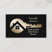 ブラックリネン金ゴールド実在鍵エステート名刺 名刺 (正面)