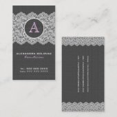ブラックリネン&ホワイトヴィンテージリネン&レース 名刺 (正面/裏面)
