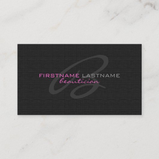 ブラックリネンBurlapテクスチャビューティシアンカード 名刺 (正面)