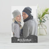 ブラックリネンFiligreeフォトクリスマスホリデーカード シーズンカード (スタンド正面)