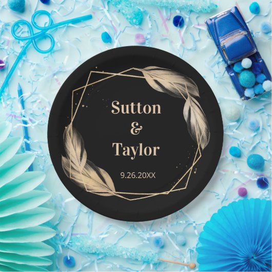 ブラックリハーサルディナーの黄金の羽 ペーパープレート (パーティー)