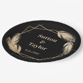 ブラックリハーサルディナーの黄金の羽 ペーパープレート (アングル)