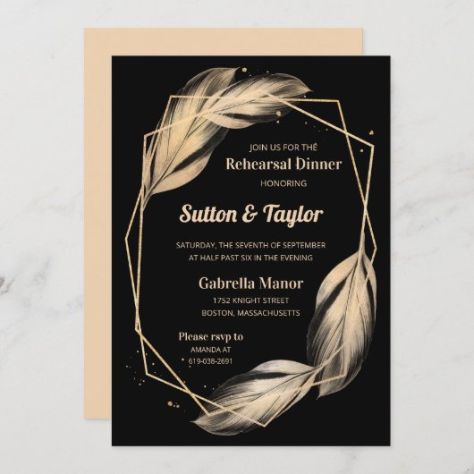 ブラックリハーサルディナーの黄金の羽 招待状 (正面/裏面)