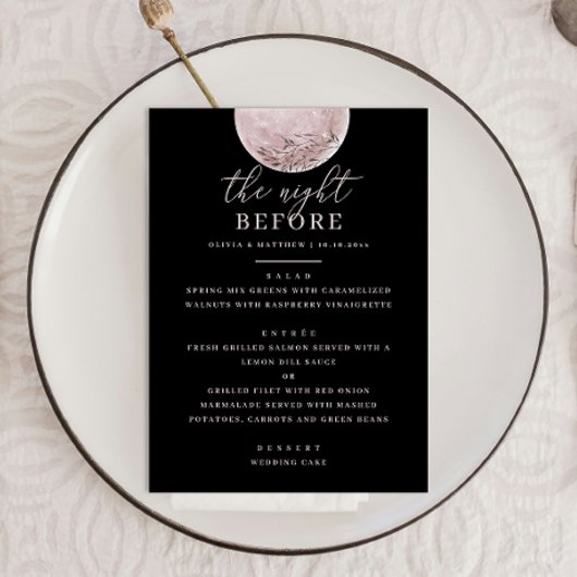 ブラックリハーサルディナー | ソフトピンク赤面ムーン メニュー