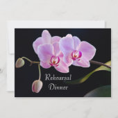 ブラックリハーサル結婚ディナーにピンクの蘭 招待状 (正面)