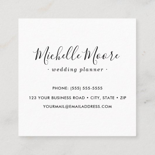 ブラックリフェイクネンのミニマルエレガントプロフェッショナル スクエア名刺 (裏面)