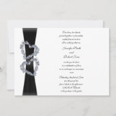 ブラックリボンとダイヤモンドのハート結婚式招待状 招待状 (正面)