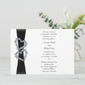 ブラックリボンとダイヤモンドのハート結婚式招待状 招待状 (スタンド正面)