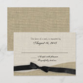 ブラックリボンとBurlap応答カード 出欠カード (正面/裏面)