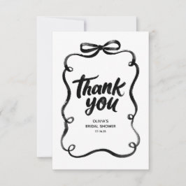 ブラックリボンのおしゃれなブライダルシャワー サンキューカード