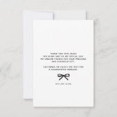 ブラックリボンのおしゃれな結婚前パーティー サンキューカード (裏面)