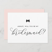 ブラックリボンのお姫様カード - あなたは私のブライズメイドになってくれますか？ ポストカード (正面/裏面)