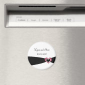 ブラックリボンの結婚式日程のお知らせ マグネット (インサイチュ (食洗機))