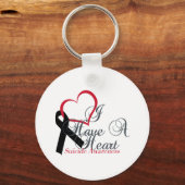 ブラックリボンサポート自殺認識度 キーホルダー (正面)