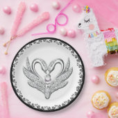 ブラックリボンシルバースワンス紙プレート ペーパープレート (パーティー)