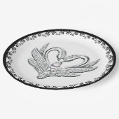 ブラックリボンシルバースワンス紙プレート ペーパープレート (アングル)