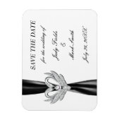 ブラックリボンシルバースワンズ日付磁石を保存 マグネット (縦)