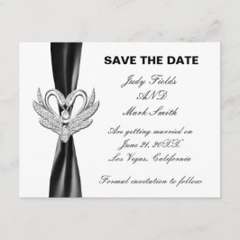 ブラックリボンシルバースワン Save The Date カード