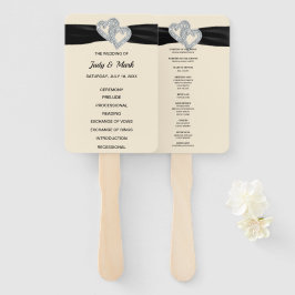 ブラックリボンダイヤモンドハート結婚式 プログラムファン ハンドファン