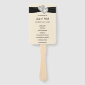 ブラックリボンダイヤモンドハート結婚式 プログラムファン ハンドファン (正面)