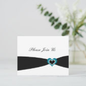 ブラックリボンパーティー招待状 インビテーションポストカード (スタンド正面)