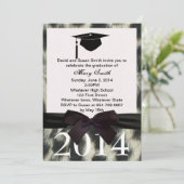 ブラックリボンユキヒョウ卒業招待状 招待状 (スタンド正面)