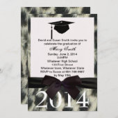 ブラックリボンユキヒョウ卒業招待状 招待状 (正面/裏面)