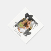 ブラックリボン写真卒業式 スタンダードカクテルナプキン (角)