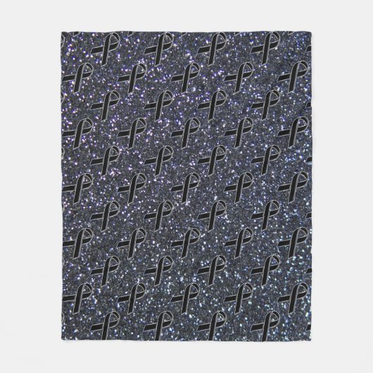 ブラックリボン認識度ミッドナイトブルー フリースブランケット (正面)