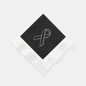 ブラックリボン認識度 縁ありカクテルナプキン (角)