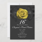 ブラックリボン&イエローローズANYカラー招待状 招待状 (正面)