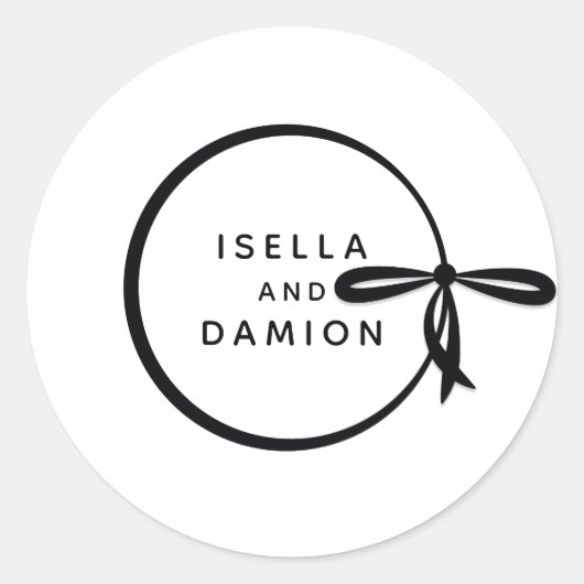 ブラックリボン&ボウ ラウンドシール (正面)