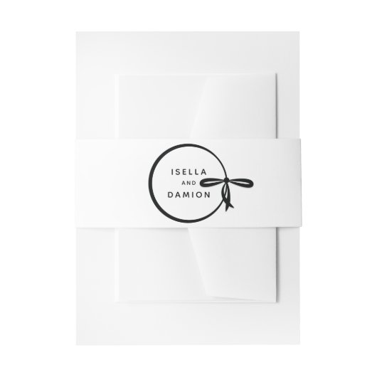 ブラックリボン&ボウ 招待状ベリーバンド (正面例)