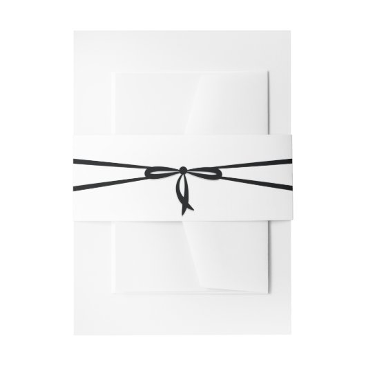 ブラックリボン&ボウ 招待状ベリーバンド (正面例)