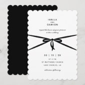 ブラックリボン&ボウ 招待状 (正面/裏面)