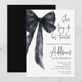 ブラックリボン 30歳誕生日パーティー招待状 招待状 (正面/裏面)