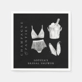ブラックリモダンンジェリーブライダルシャワー スタンダードカクテルナプキン (正面)