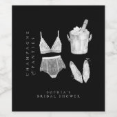 ブラックリモダンンジェリーブライダルシャワー ワインラベル (シングルラベル)