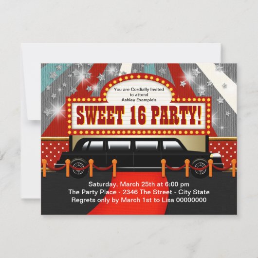 ブラックリモムービースタースウィート16パーティー 招待状 (正面)