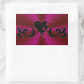 ブラックリリーハートと虹の蝶 長方形シール (バッグ)