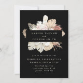 ブラックリースパンパスグラスフローラジャングル結婚ズ 招待状 (正面)